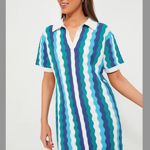 Tuckernuck Aqua Wavy Sammie Mini Dress - Picture 2 of 4